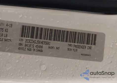 2019 Dodge Charger Scat Pack Rwd z USA, uszkodzony, nr VIN 2C3CDXGJ5KH635601